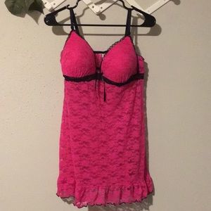 Pink Lace with Black Trim Nighty